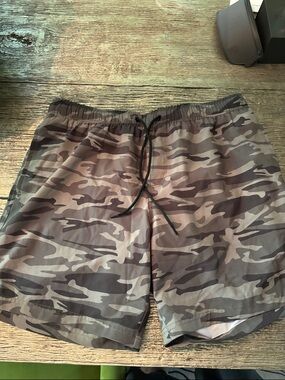 Camouflage Swim Trunks - Gray/Green Camo WITH LINER